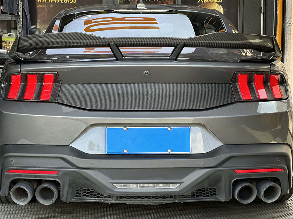 For2024 2025 Mustang S650 GT Dark horse Ecoboost Rear Spoiler HP Spoiler with Gurney Flap Real Carbon Fiber