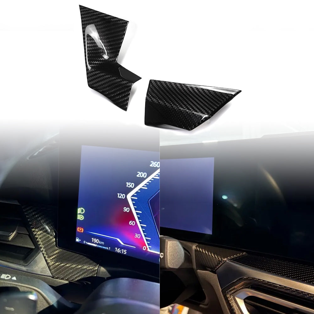 Genuine Dry Carbon Fiber Console Display Screen Lower Trim Panels For BMW 3 Series G20 G21 M2 M340i 2023 2024 2025