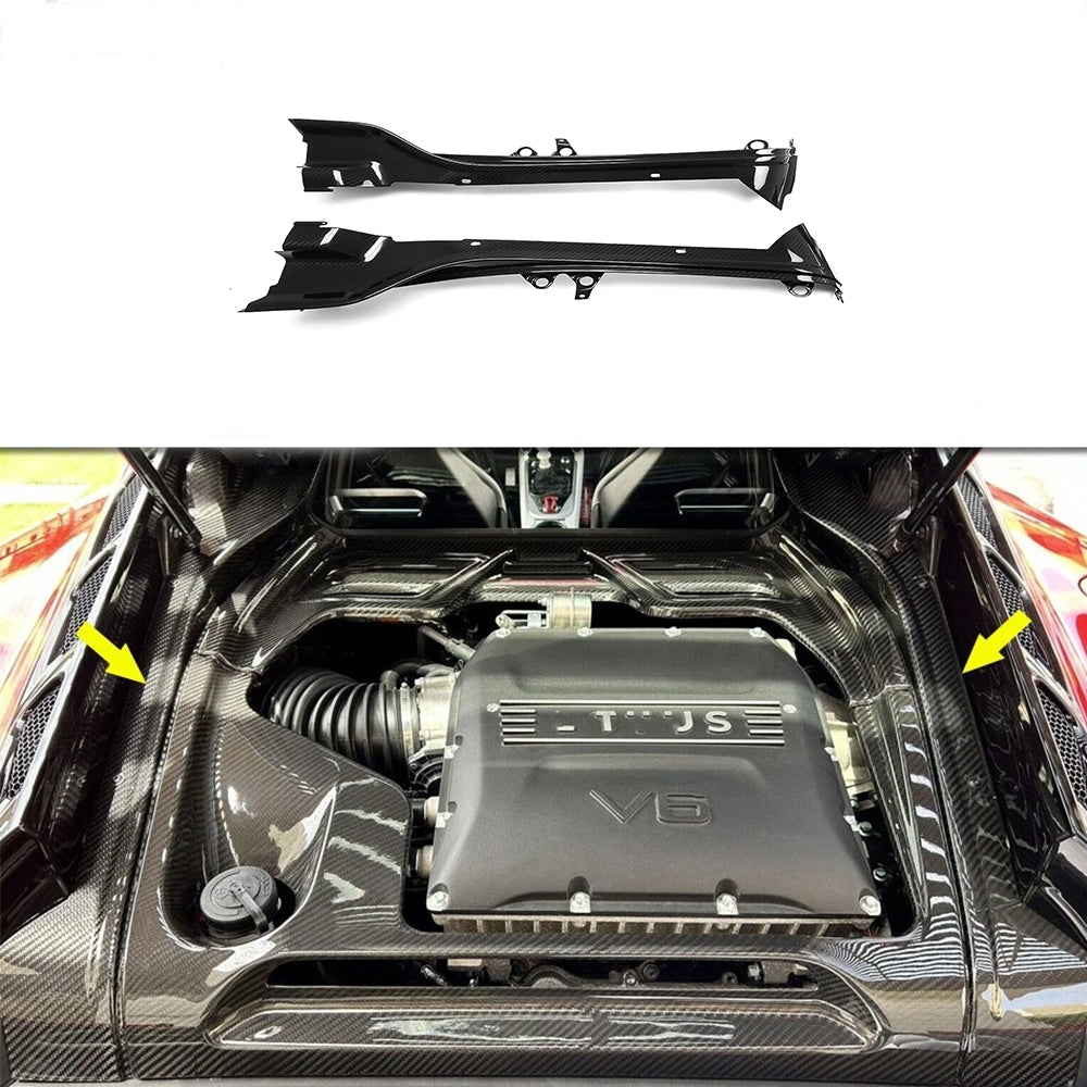 Dry Carbon Fiber Engine Bay Side Cover Trims For Lotus Emira V6 MT Sports 2022 2023 2024 2025