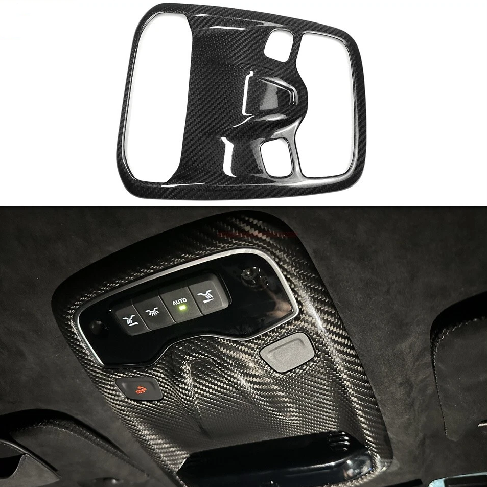 Car Roof Reading Light Lamp Trim For Lotus Emira I4 V6 Convertible Coupe 2022 2023 2024 2025, Genuine Carbon Fiber Decorative Cover Panel
