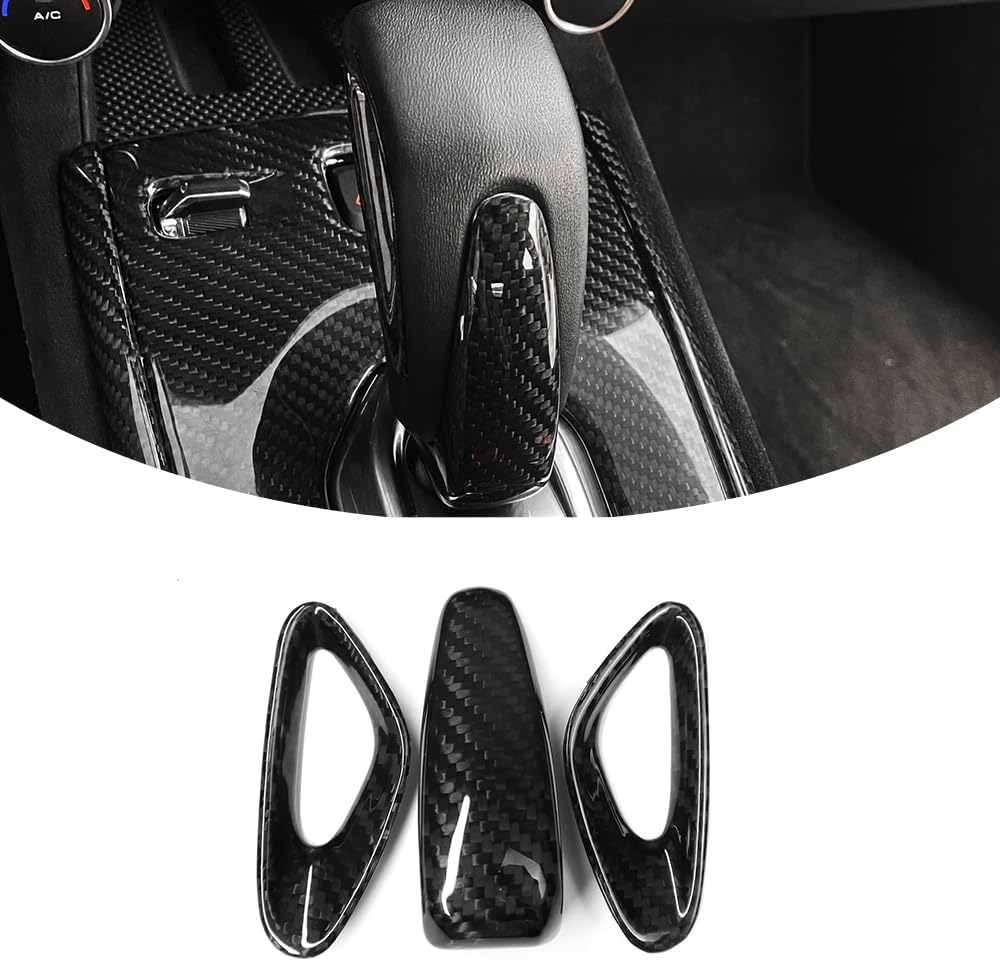 Dry Carbon Fiber 3PCS Gear Shift Knob Trim Covers For Lotus Emira AT I4 V6 Sports 2022 2023 2024 2025