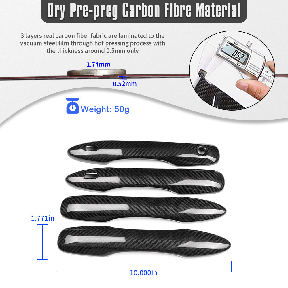 Dry Carbon Fiber 4PCS Door Handle Trim Cover For Toyota GR Corolla Morizo GZEA14 E210 Camry Avalon 2023 2024 2025, Exterior Carbon Accessories