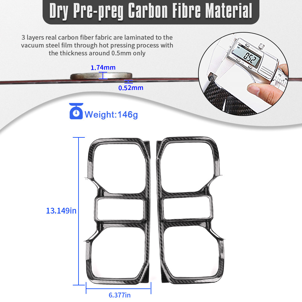 Dry Carbon Fiber Tail Light Lamp Cover Trim For Ford Bronco Raptor 2021-2025, Rear Brake Light Overlays