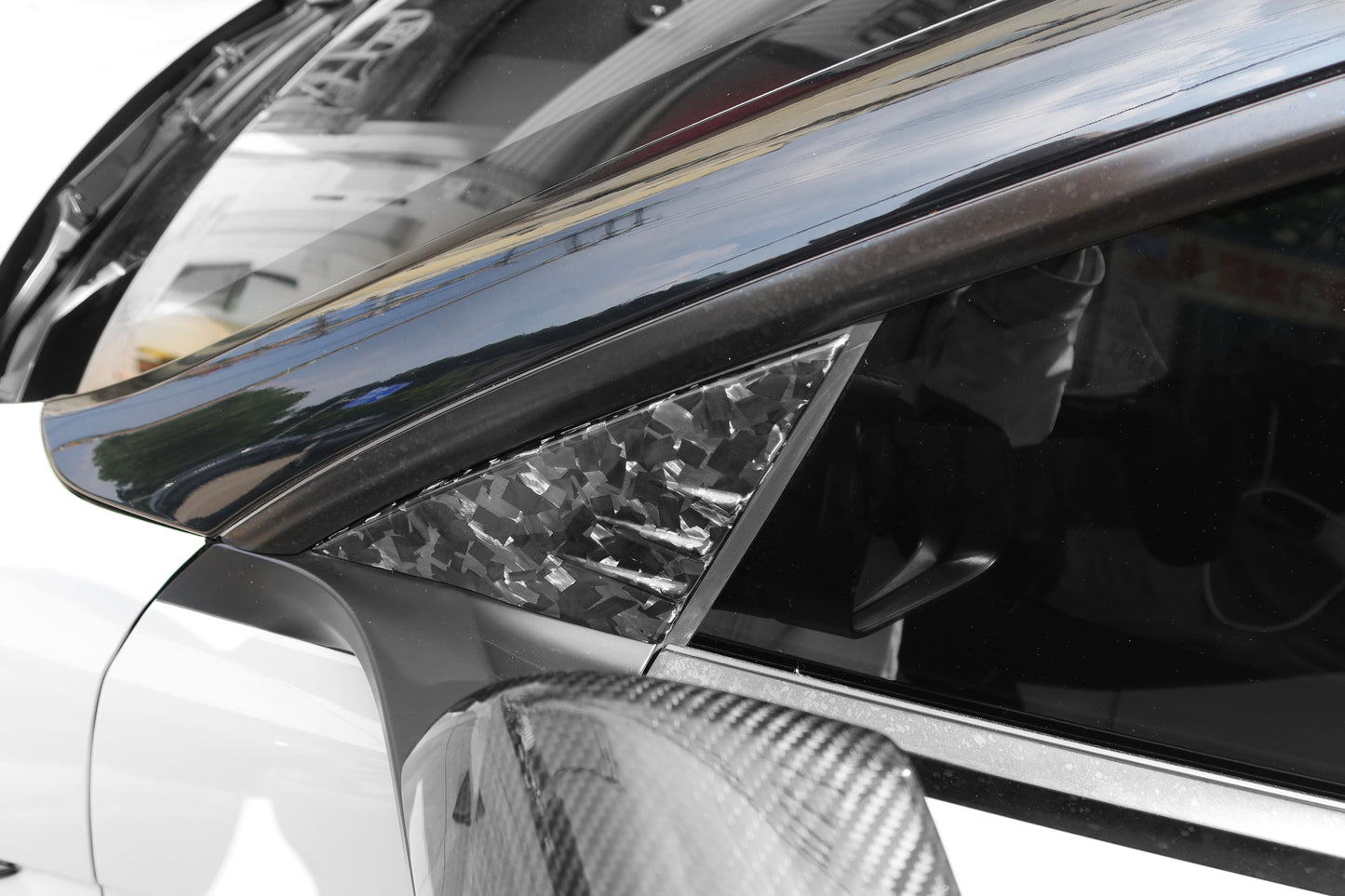 For Tesla Model 3 2019+ Front Window A Pillar Triangle Panel Cover Dry Carbon Fiber Exterior Accessories