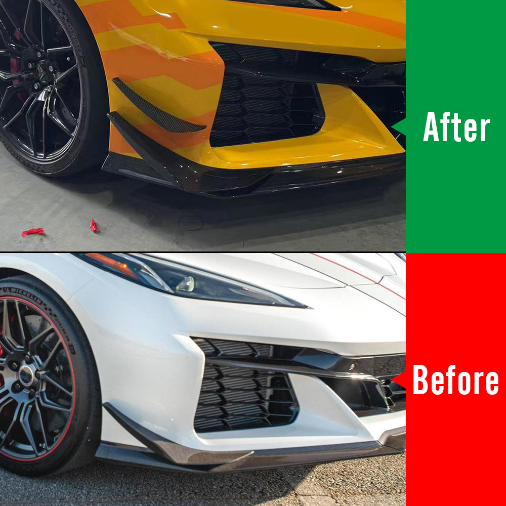 Motorsport-Grade Carbon Fiber Front Side Canards For Corvette C8 Z06 2023 2024 2025, Front Body Diffuser Fins