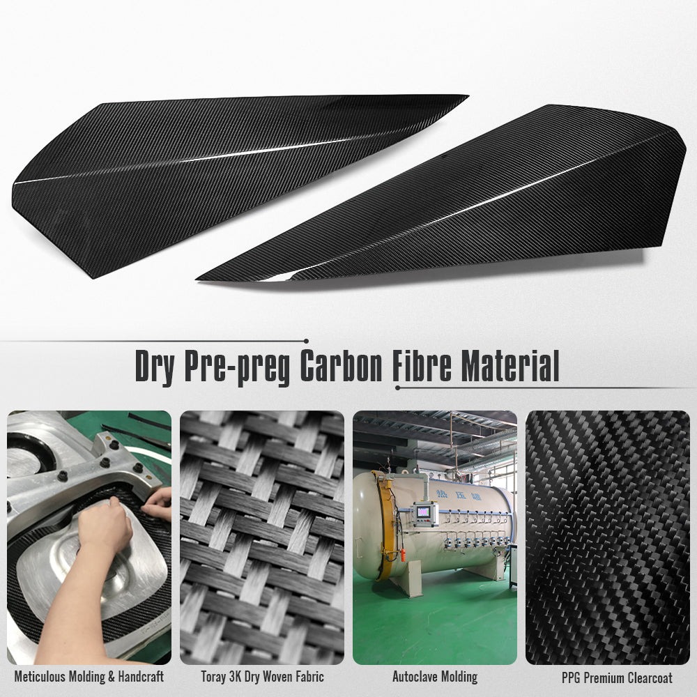 Dry Carbon Fiber Nacelles Trim Cover For Corvette C8 Stingray E-Ray Convertible Only 2020- 2025, Roof Body Humps