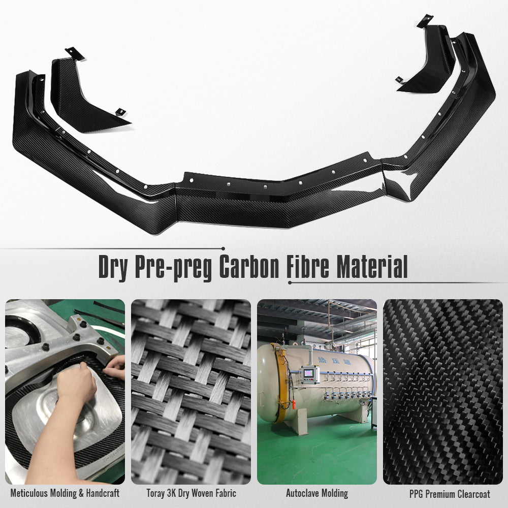 Carbon Fiber Z06 Style Front Splitters For Corvette C8 Stingray Coupe Convertible 2020-2025, Front Bumper Lip Spoiler 5PCS