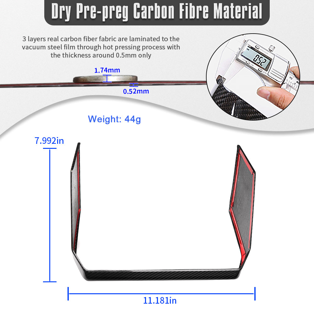 For Tesla Cybertruck 2024 2025 Dry Carbon Fiber Rear Display Lower Frame Panel Trim, Interior Accessories
