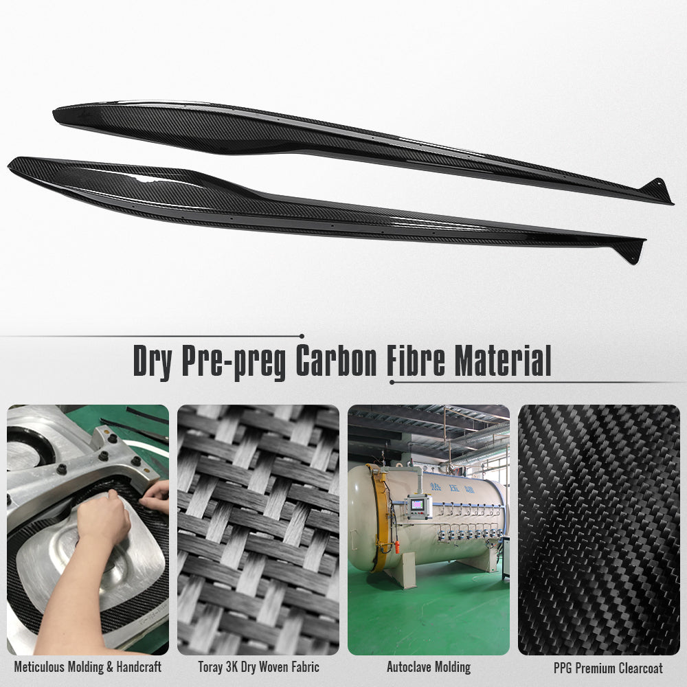 Dry Carbon Fiber Side Skirts For Chevrolet Corvette C8 Z06 2023 2024 2025, Car Rocker Panels, Replacement