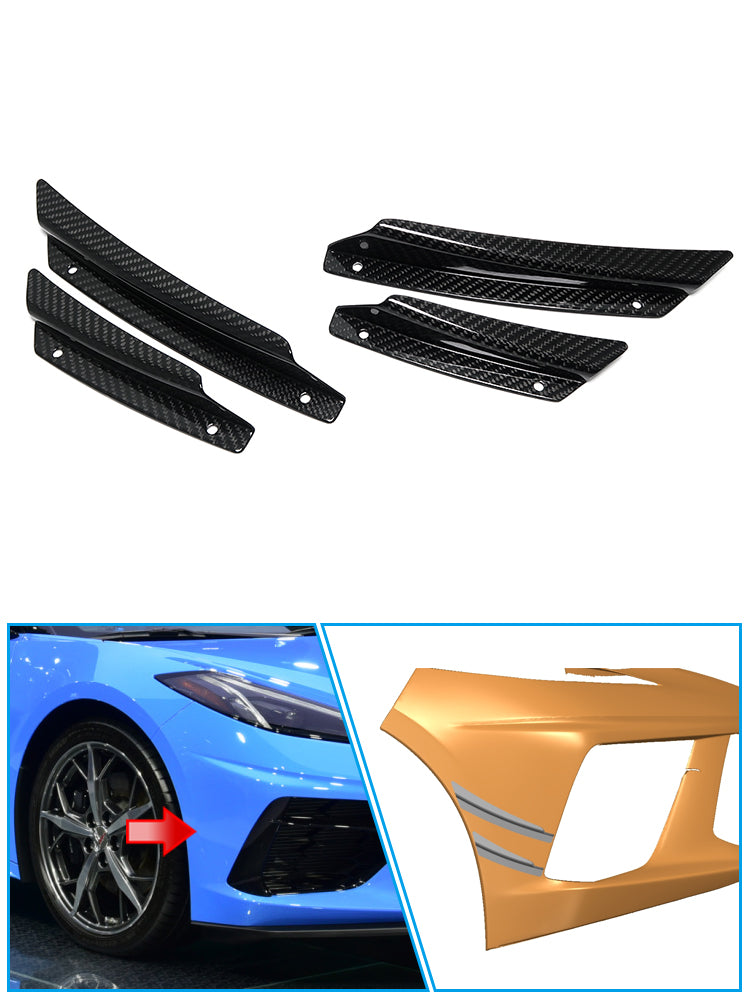 For Chevy Chevrolet Corvette C8 Stingray Coupe Z06 Z51 2020-2024 Front Bumper Spoiler Lip Splitter Cover Carbon Fiber Exterior Trim