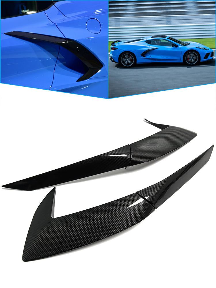 For Chevrolet Corvette C8 Stingray Sports Z06 Z51 2020-2024 Exterior Body Side Air Outlet Frame Cover Dry Carbon Fiber Car Trim