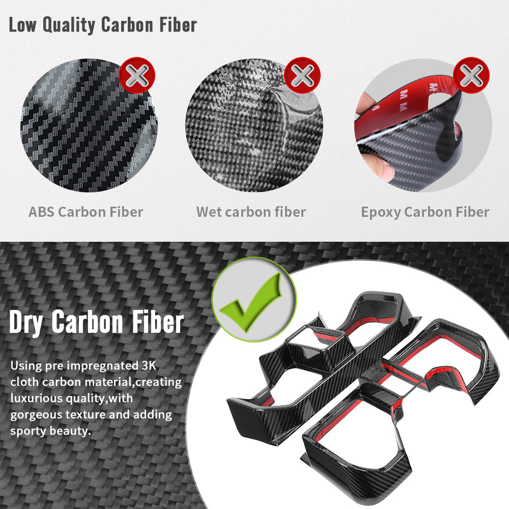 Dry Carbon Fiber Tail Light Lamp Cover Trim For Ford Bronco Raptor 2021-2025, Rear Brake Light Overlays