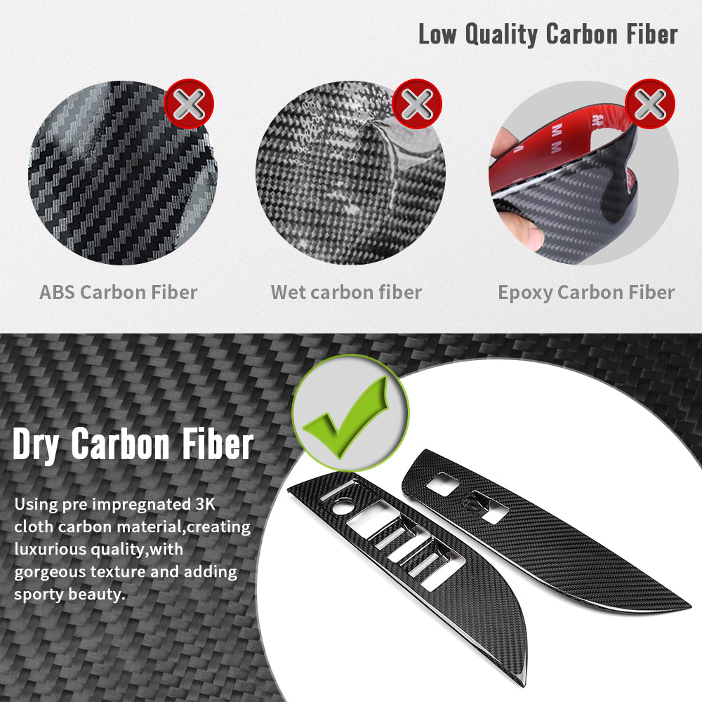 Dry Carbon Fiber Window Lift Switch Panel Cover Trim For Toyota GR Corolla GZEA14 2023 2024 2025