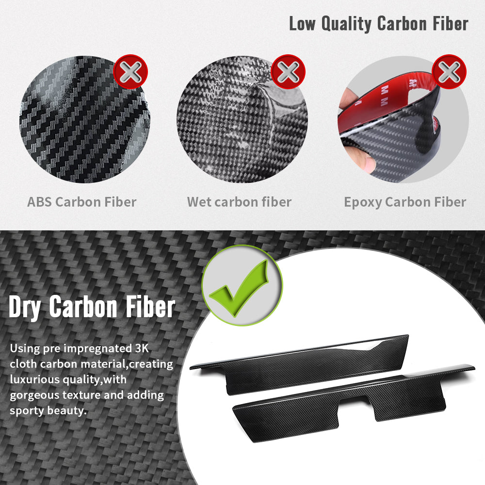 Dry Carbon Fiber Center Console Dashboard Panel Trim For Tesla Cybertruck 2024 2025, 2PCS Instrument Panel Moulding Decals