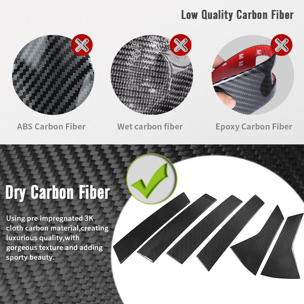Dry Carbon Fiber Door Window B Pillar Post Trim For Acura Integra A-Spec Type S 2023 2024 2025, Side Window B Post Panels 6PCS