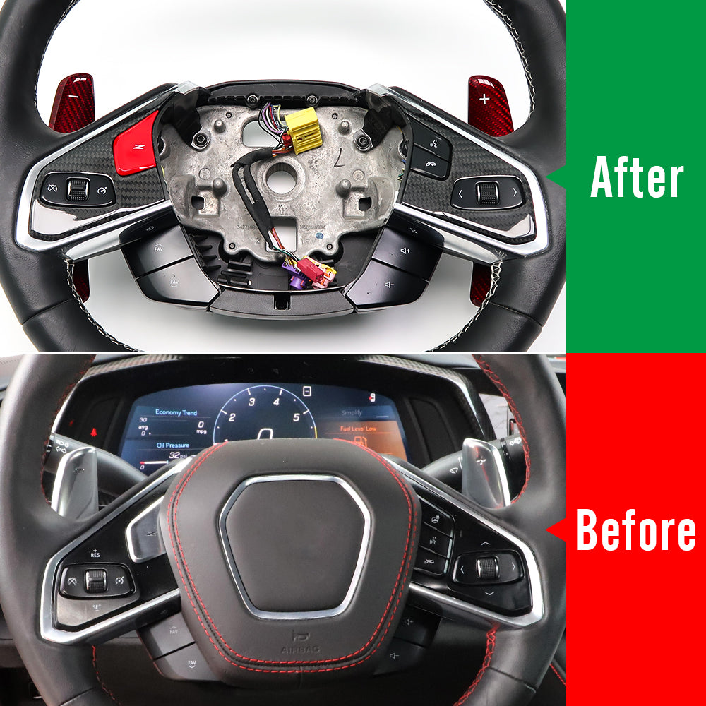 For Chevrolet Corvette C8 Stingray 2020-2023 Steering Wheel Paddle Shifters Replacement Real Dry Carbon Fiber