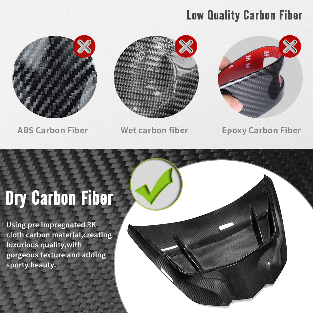 ZR1 Style Dry Carbon Fiber Front Engine Hood Cover For Corvette C8 Stingray Z06 ZR1 2020-2025, Replacement