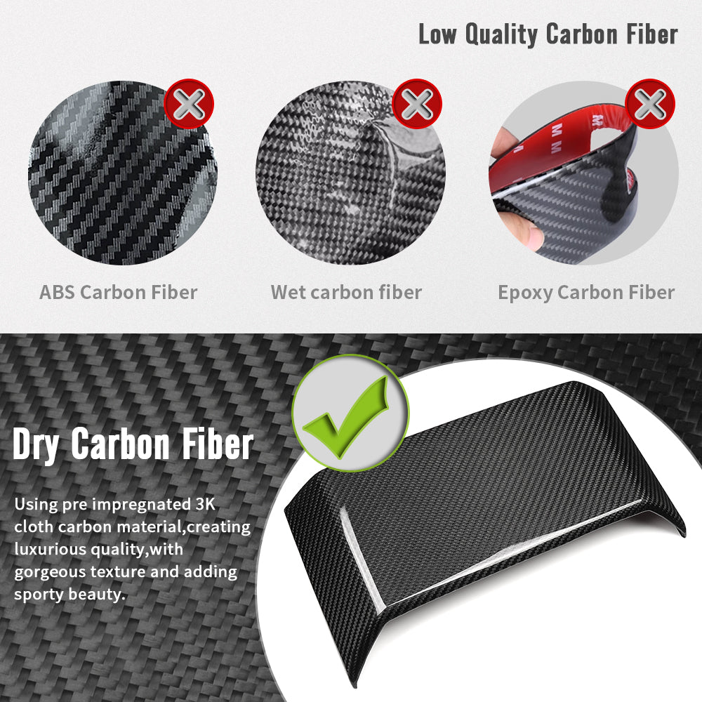 Rear Display Upper Cover Panel Trim For Tesla Cybertruck 2024 2025, Dry Carbon Fiber Trim