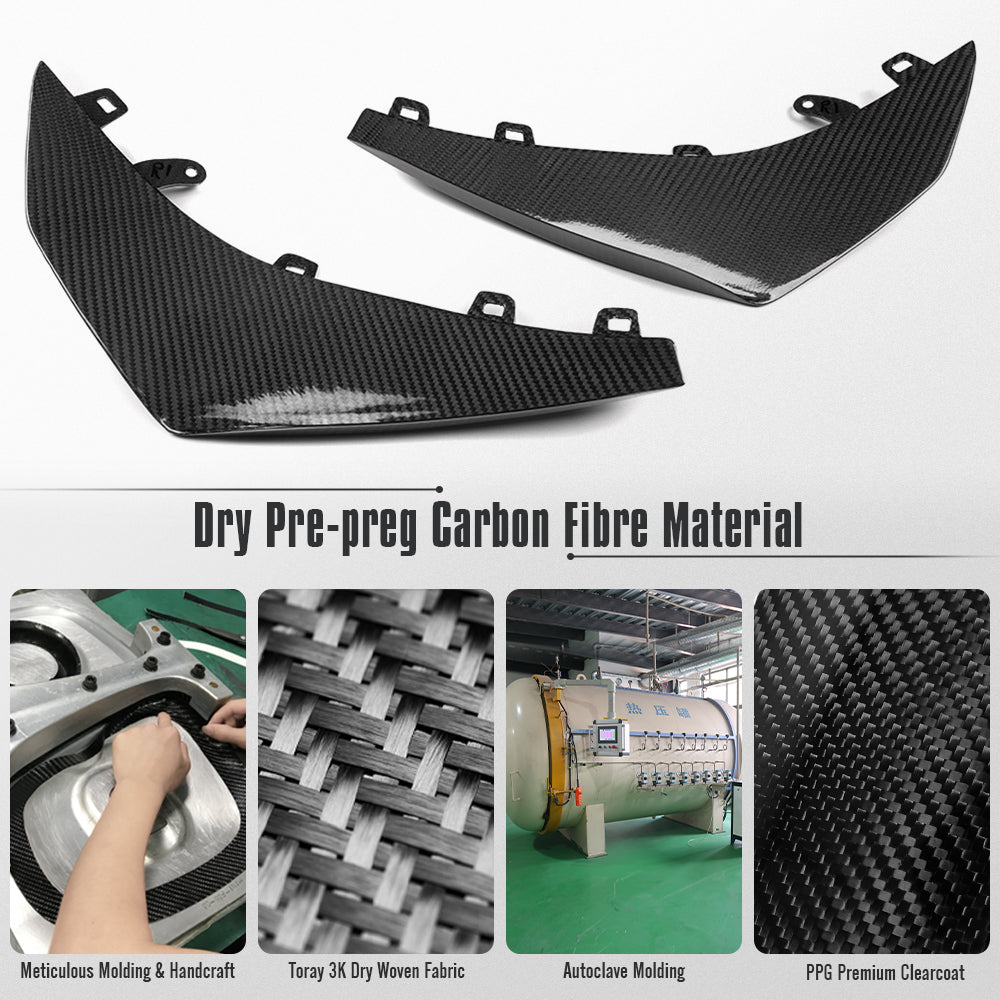 Motorsport-Grade Carbon Fiber Front Side Canards For Corvette C8 Z06 2023 2024 2025, Front Body Diffuser Fins