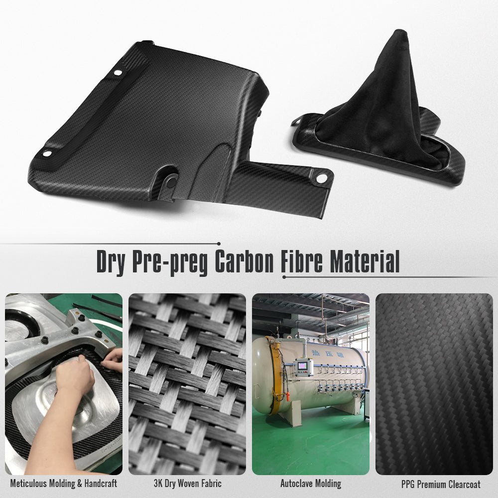 Dry Carbon Fiber Handbrake and Shift Boot Cover Kit Trim for Toyota GR Yaris Hatchback 2025 2026, Replacement