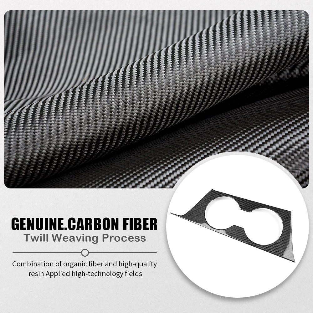 Real Carbon Fiber Center Control Water Cup Holder Frame Trim For Genesis G70 Prestige IK Sport Advanced 2017 - 2025