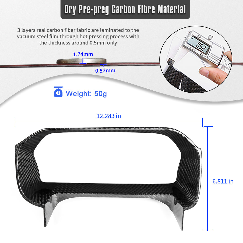 Dry Carbon Fiber Dashboard Cover Trim For Ford Bronco Raptor Outer Banks Badlands 2021-2025, Instrument Cluster Bezel