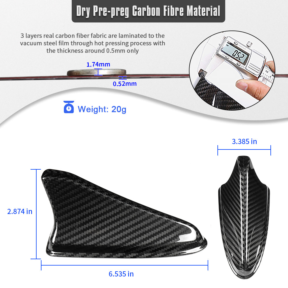 Dry Carbon Fiber Car Roof Antenna Cover Trim For Genesis G70 Prestige IK Sport Advanced 2017 - 2025, Exterior Decor
