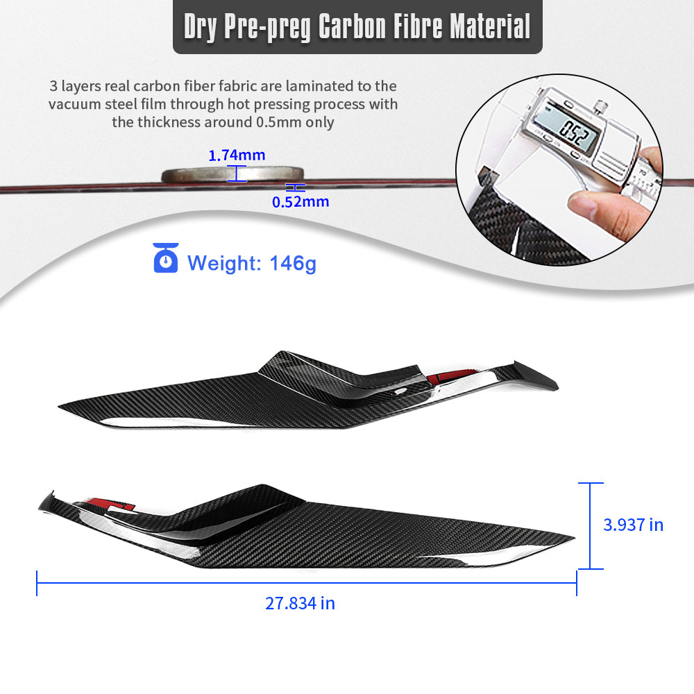 Dry Carbon Fiber Front Bumper Canard Splitters For Corvette C8 Z06 Z07 2023 2024 2025, Exterior Trim