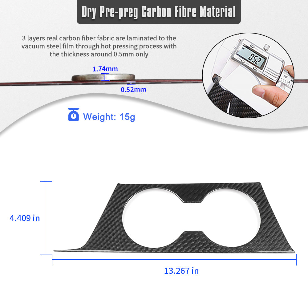 Real Carbon Fiber Center Control Water Cup Holder Frame Trim For Genesis G70 Prestige IK Sport Advanced 2017 - 2025