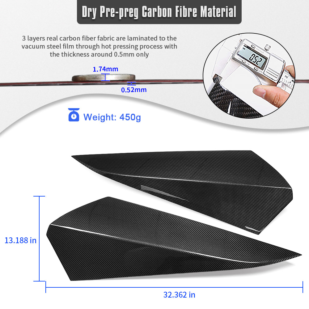 Dry Carbon Fiber Nacelles Trim Cover For Corvette C8 Stingray E-Ray Convertible Only 2020- 2025, Roof Body Humps