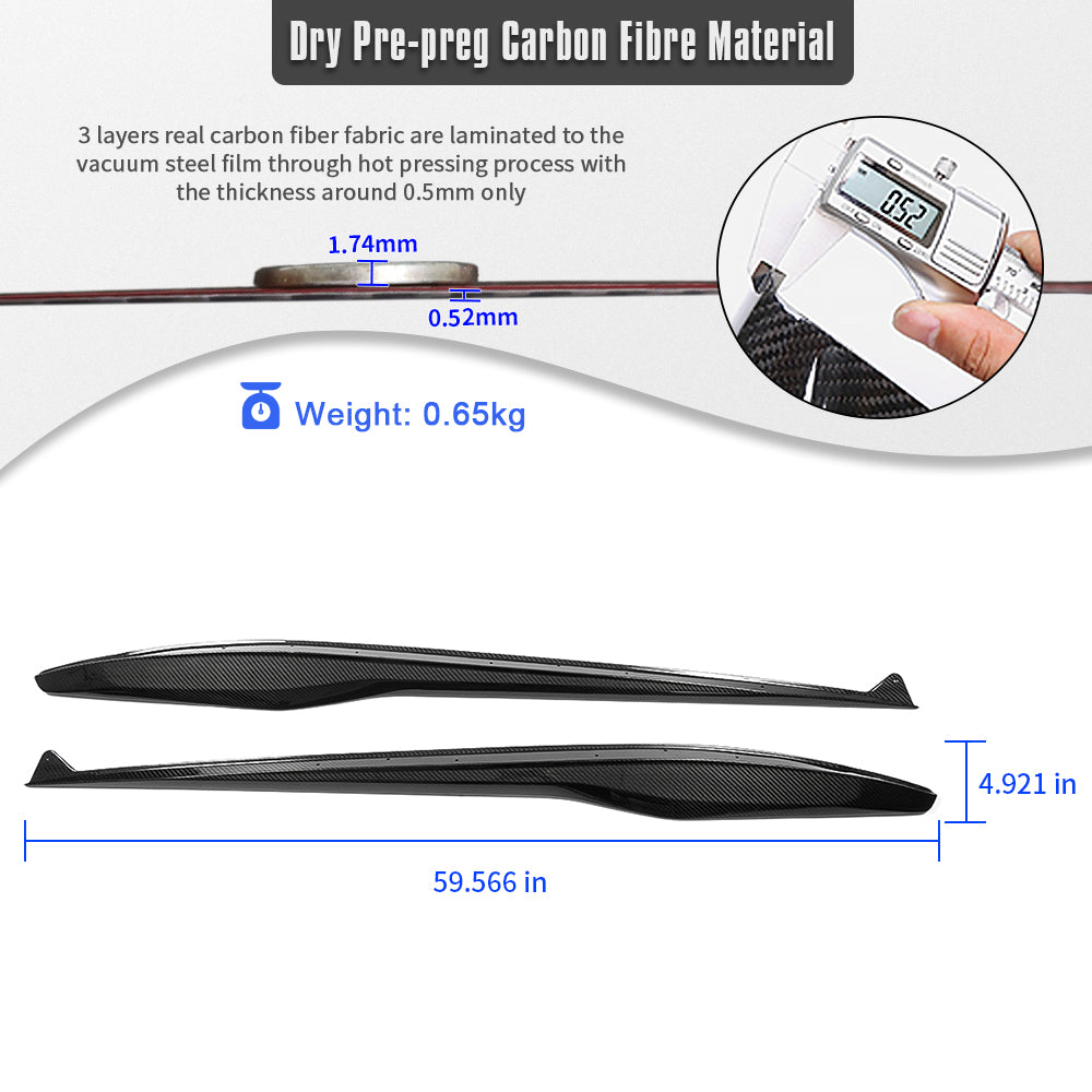 Dry Carbon Fiber Side Skirts For Chevrolet Corvette C8 Z06 2023 2024 2025, Car Rocker Panels, Replacement