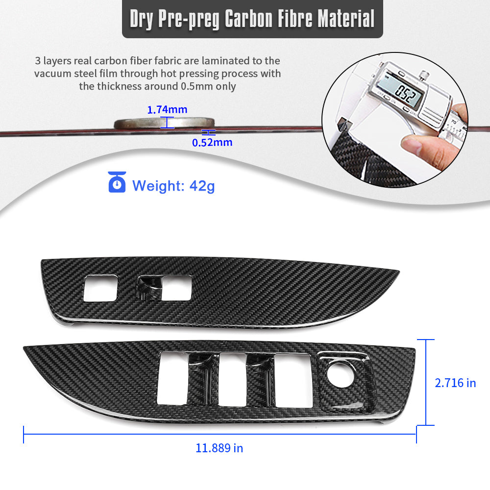 Dry Carbon Fiber Window Lift Switch Panel Cover Trim For Toyota GR Corolla GZEA14 2023 2024 2025
