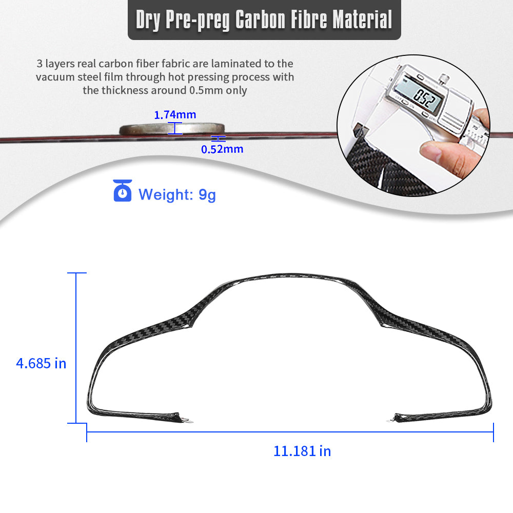 Dry Carbon Fiber Steering Wheel Trim Covers For Genesis G70 Prestige IK Sport Advanced 2017 - 2025, Steering Wheel Bezel, Steering Wheel Lower part Trim