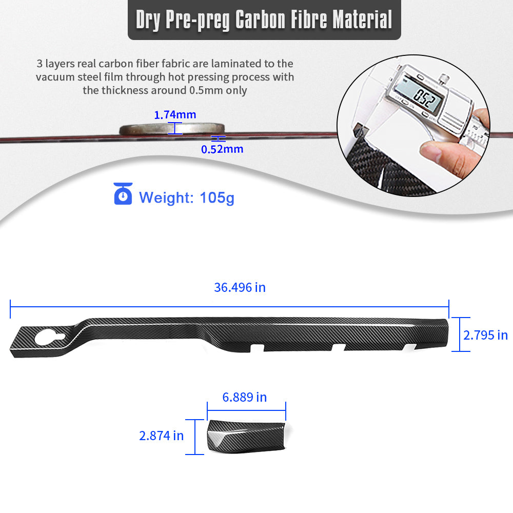 Real Dry Carbon Fiber Console Dashboard Panel Trims For Ford Bronco Badlands Wildtrak Outer Banks Heritage Edition 2021-2025