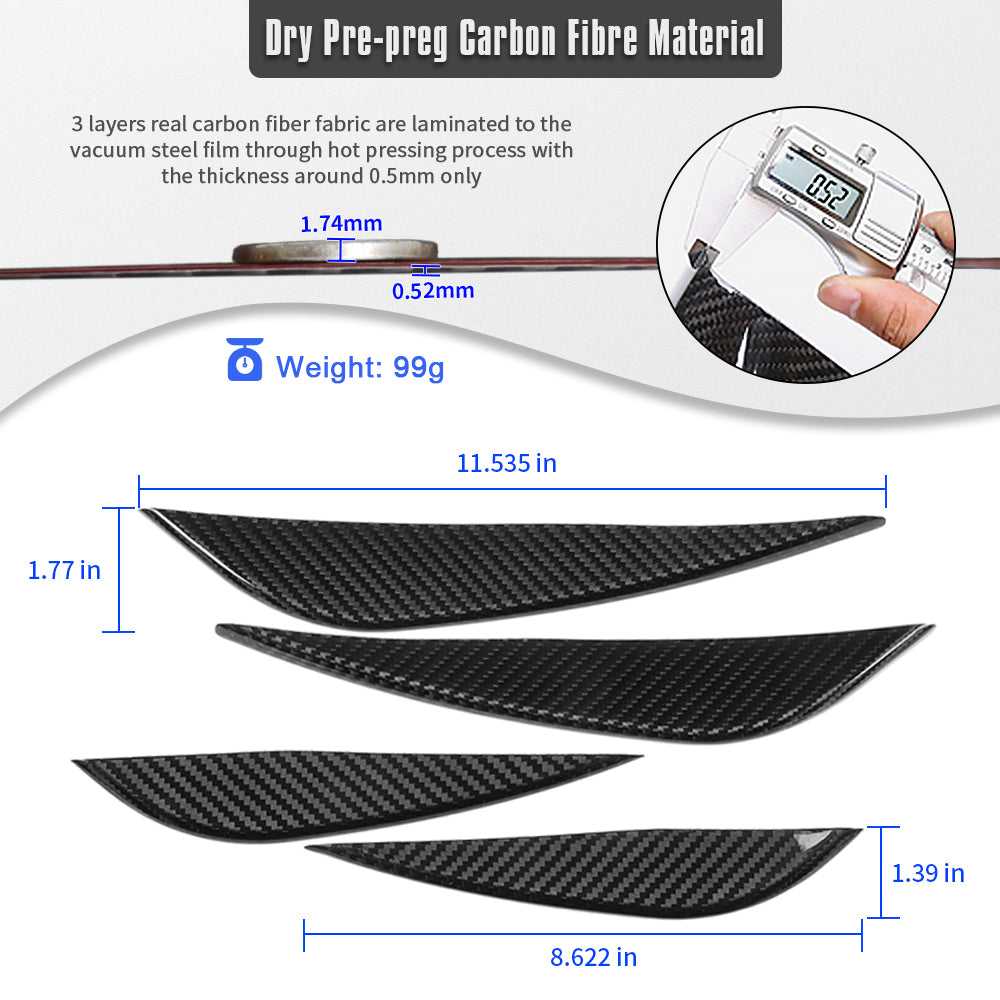 For Acura Integra DE4 DE5 2023 2024 2025 Front Bumper Side Canards Trim, Genuine Carbon Fiber, Body Diffuser Fins Decor