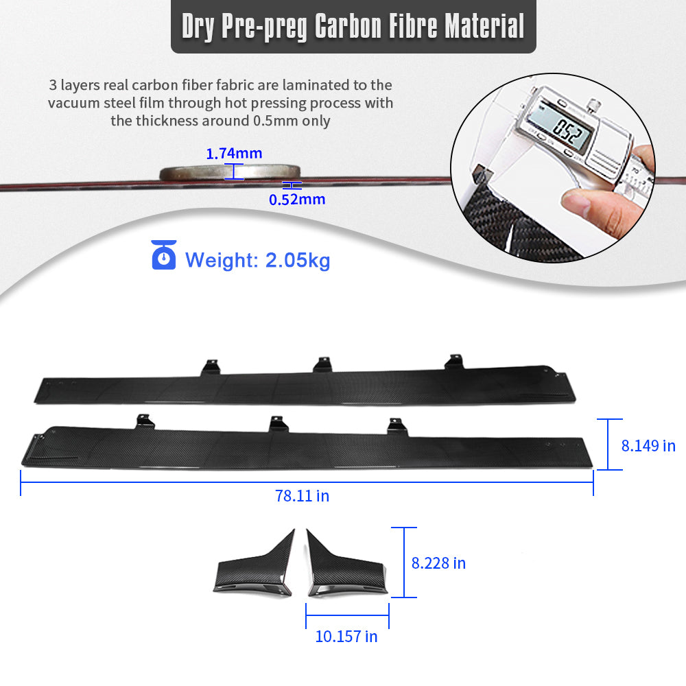 Real Carbon Fiber Side Skirts For Acura Integra Type S 2023 2024 2025, Car Rocker Panels, Exterior Trim