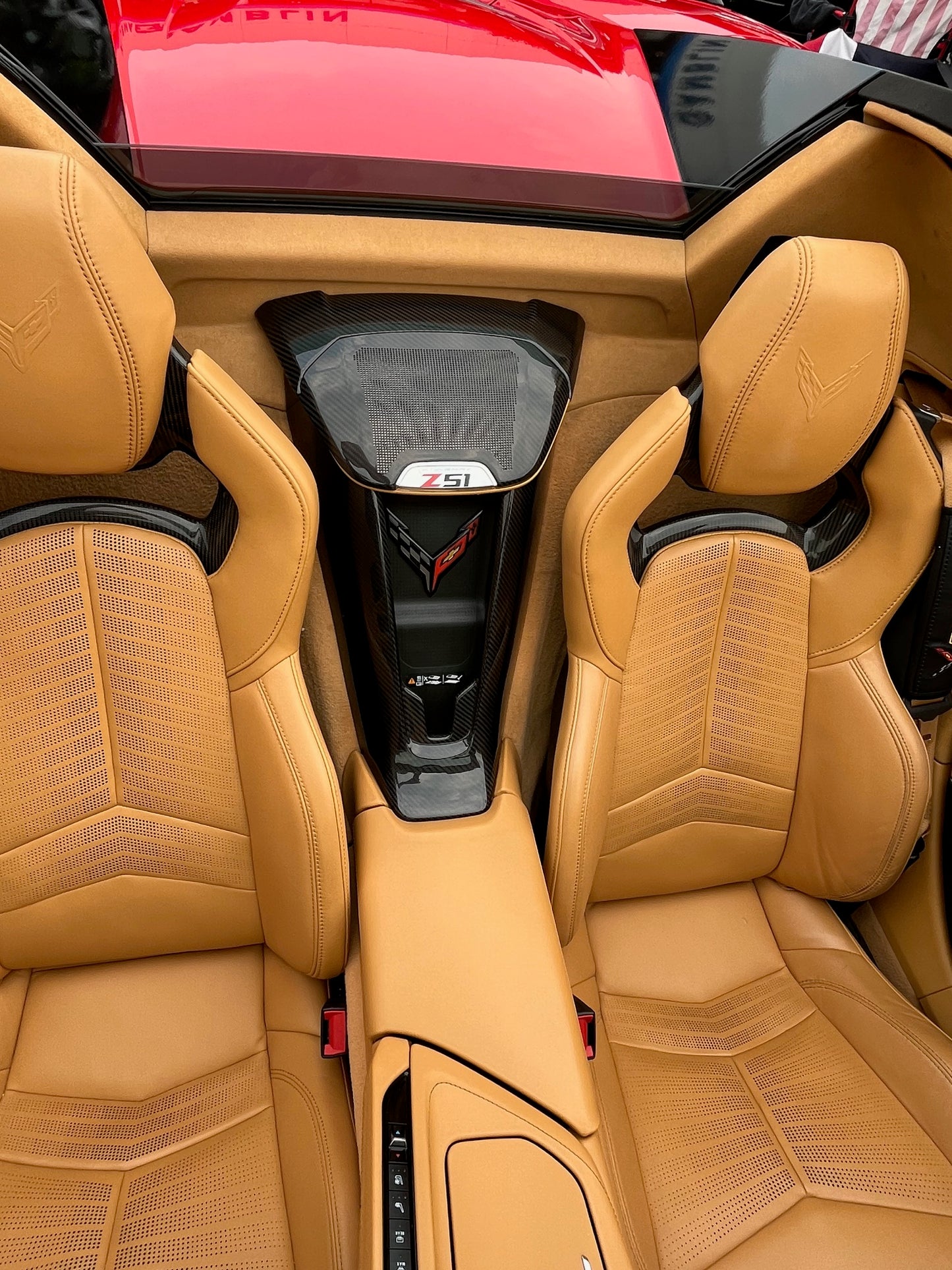 For Chevrolet Corvette C8 Stingray Coupe 3LT Z06 2020-2024 Car Seat Wireless Charging Cover Trim Carbon Fiber Interior Accessories