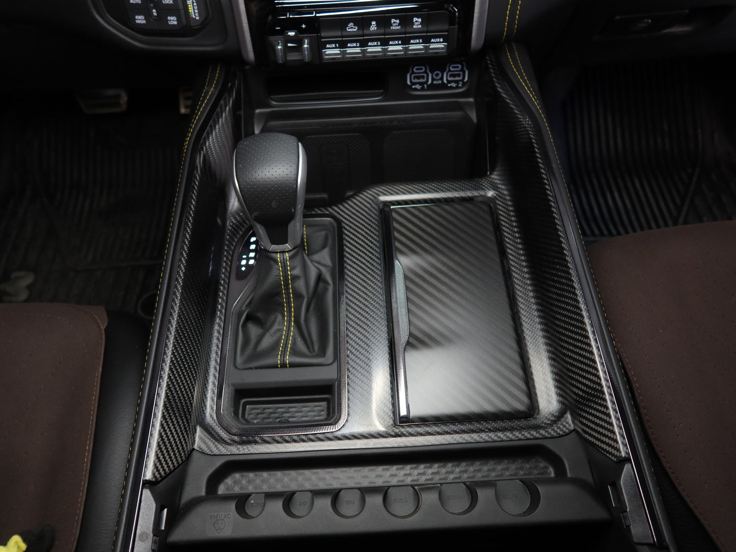 Real Carbon Fiber Center Console Panel Cover Sticker For Dodge Ram TRX Bighorn Longhorn Limited Laramie Rebel 2019+