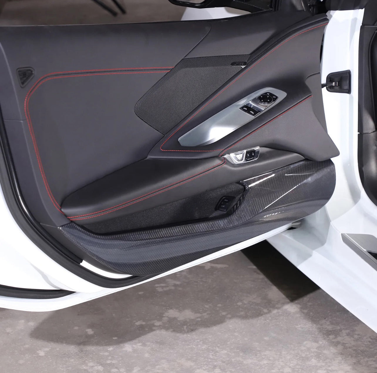 For Chevrolet Corvette C8 Stingray Z06 Z51 2020-2024 Door Anti-Kick Panel Cover Real Dry Carbon Fiber Interior Trim