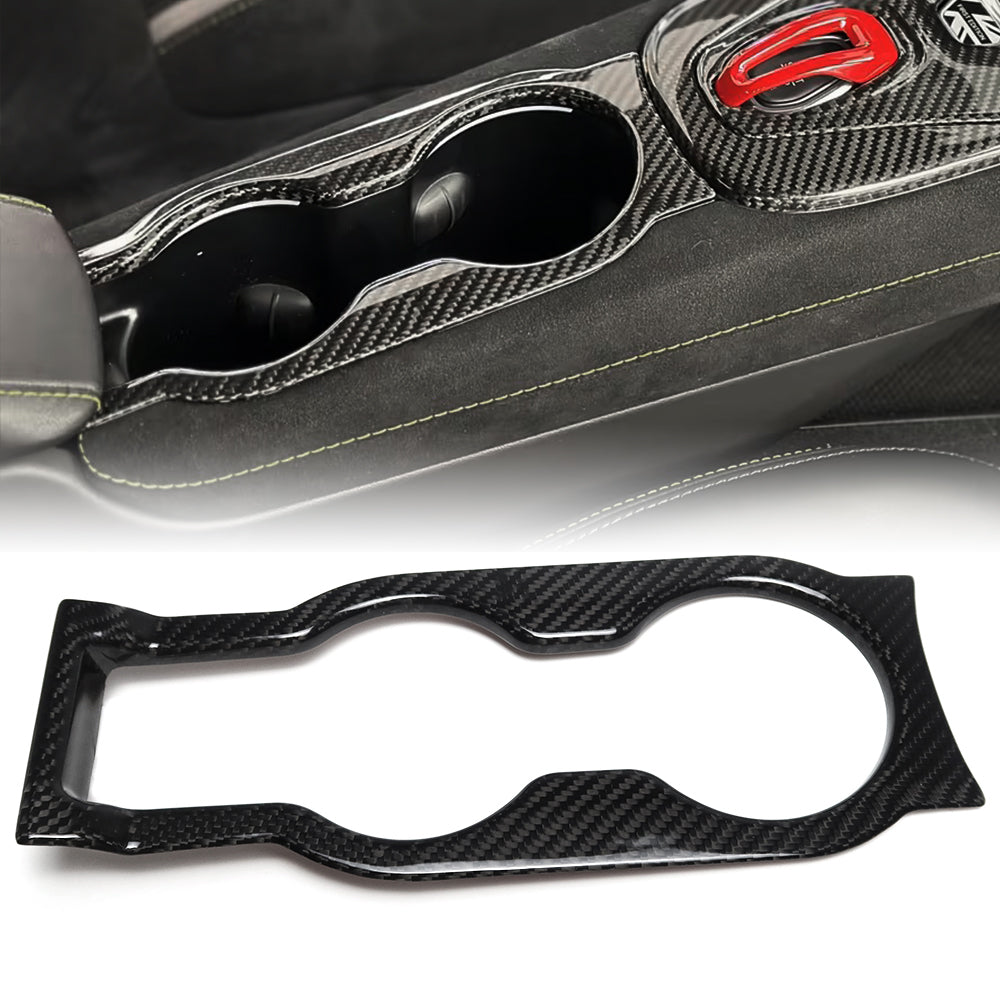 For Lotus Emira I4 V6 2022 2023 2024 2025, Center Console Water Cup Holder Frame Trim, Dry Carbon Fiber Interior