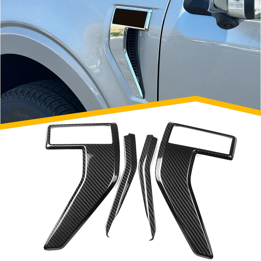 Real Carbon Fiber Side Fender Air Vent Cover Trim For Ford F150 F-150 Platinum 2021-2024