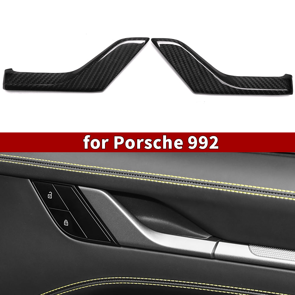 For Porsche 992 911 S/T Turbo S Carrera Targa 4S GTS GT3 RS Dakar 2020+ Interior Door Handle Cover Dry Carbon Fiber Car Accessories