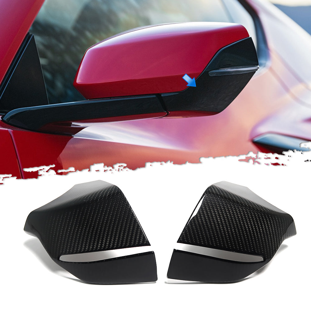 For Chevrolet Corvette C8 Stingray Z51 Z06 Sports 2020-2024 Side Rear View Mirror Cover Lower Piece Trim Carbon Fiber Car Accessories