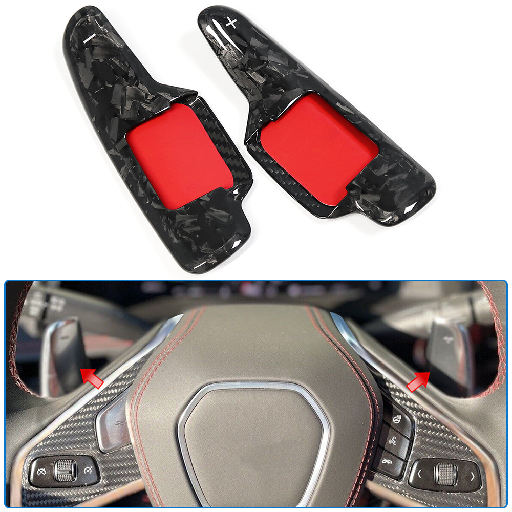 For Chevrolet Corvette C8 3LT Stingray Z51 Z06 2020 2021 2022 2023 Paddle Shifter Stick on Trim Real Dry Carbon Fiber