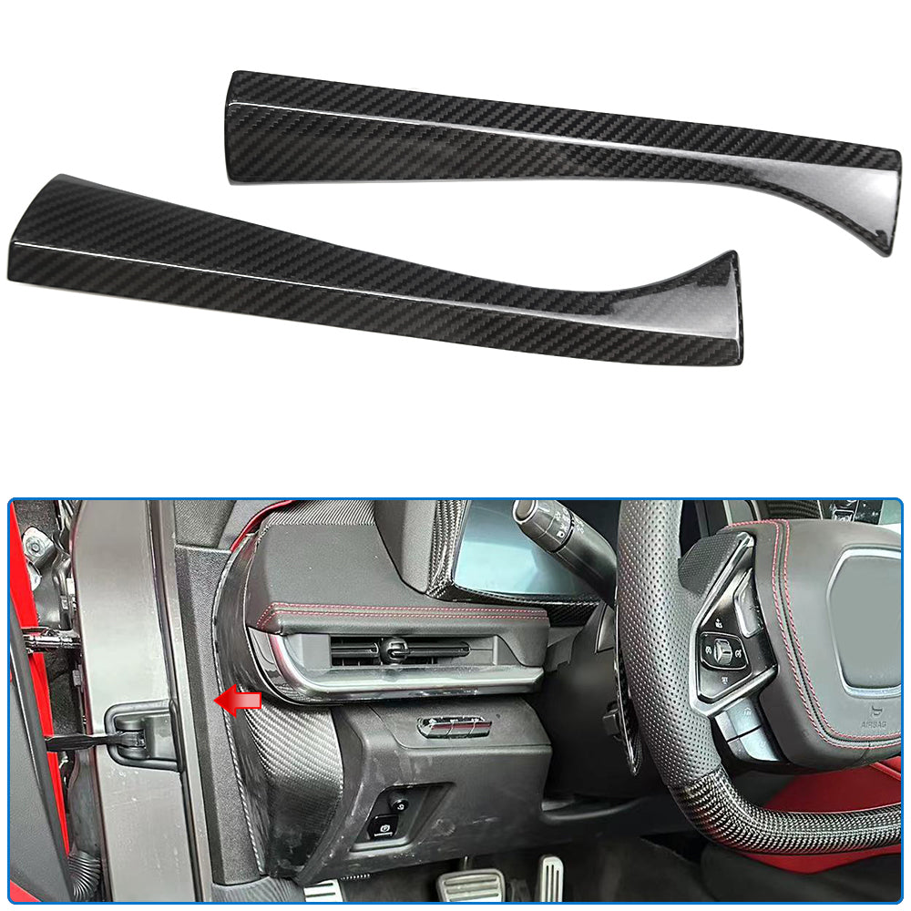 For Corvette C8 Stingray Coupe Convertible Z51 Z06 HTC 2020-2024 Car Dashboard Side Panels Trims Real Carbon Fiber Car Accessories