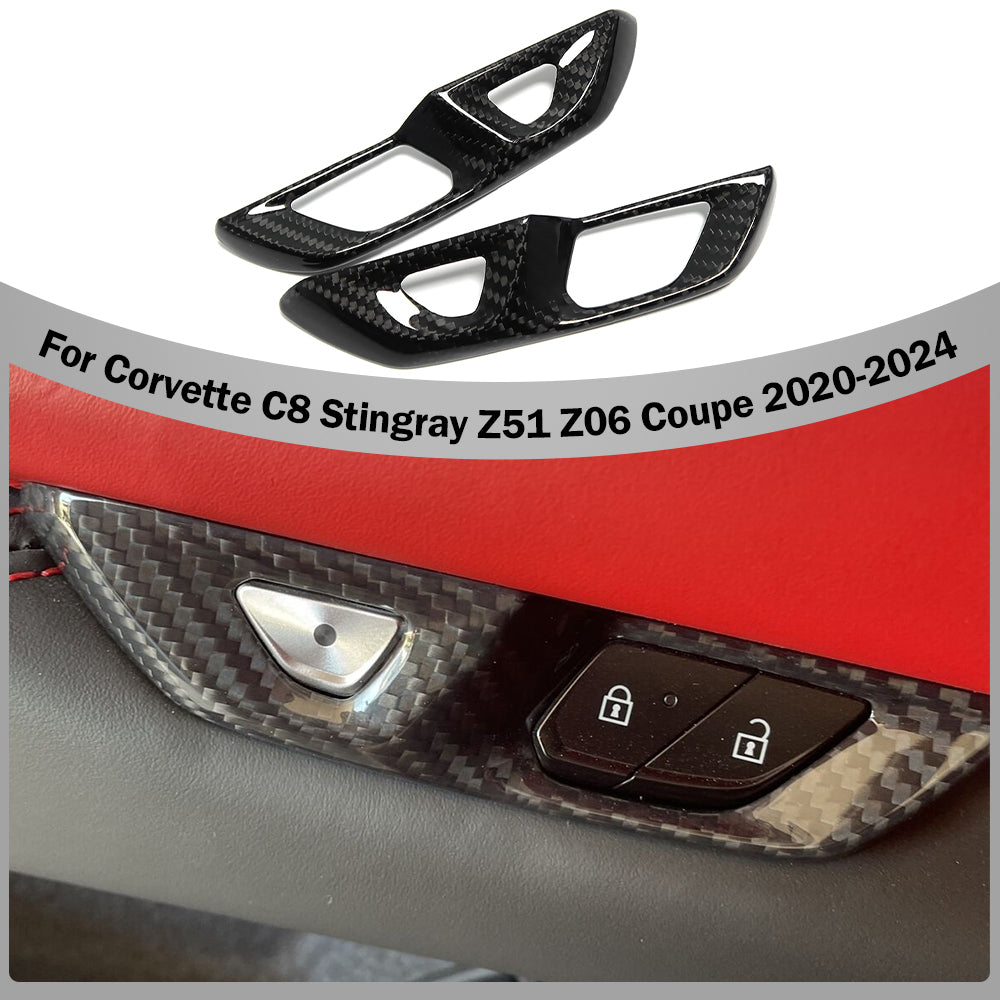For Corvette C8 Stingray Z51 Z06 2020+ Door Lock Switch Button Cover Dry Carbon Fiber