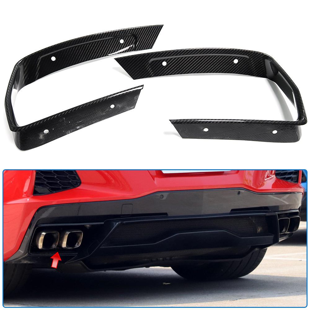 For Chevrolet Corvette C8 Stingray Z06 Z51 2020-2024 Replacement Rear Bumper Side Air Vent Cover Trim Exterior Dry Carbon Fiber