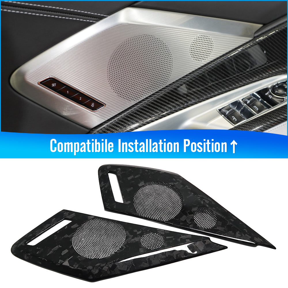 For Corvette C8 3LT Stingray Coupe Convertible Z51 Z06 2020+ Door Sound Speaker Cover Door Speaker Panel Cover Real Carbon Fiber Car Accessories