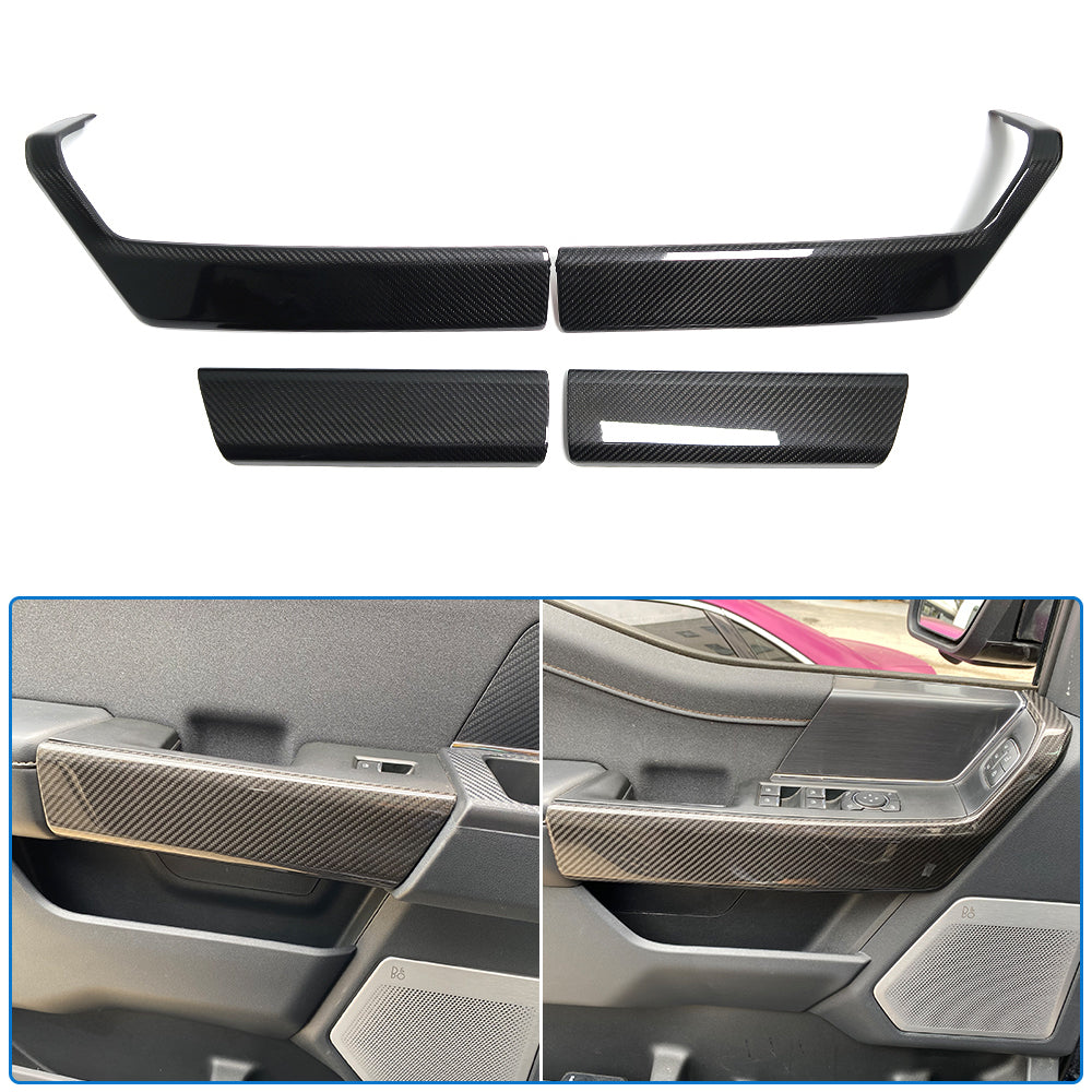 DRY Carbon Fiber Inner Door Armrest Handle Trim Cover For Ford F150 Raptor Platinum Lariat Tremor Limited King Ranch XL XLT 2021 2022 2023 2024 2025