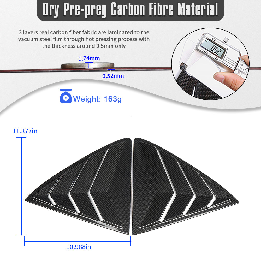 Real Dry Carbon Fiber Rear Window Louvers Trim For Toyota GR Corolla GZEA14 2023 2024 2025, Rear Side Window Shutters Cover Panel